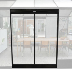 Double porte coulissante latérale avec cadre en aluminium laqué pour serre de jardin - ACD