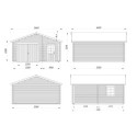 Garage en bois brut 28,05m² Roger avec terrasse - madriers 44mm - porte en bois - Palmako