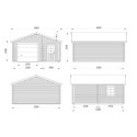 Garage en bois brut 28,05m² Roger avec terrasse - madriers 44mm - porte sectionnelle - Palmako