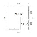 Garage en bois brut 28,05m² Roger avec terrasse - madriers 44mm - porte sectionnelle - Palmako