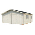 Garage double en bois brut 29,3m² Roger - madriers 44mm - porte en bois - Palmako