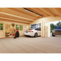 Garage double en bois brut 29,3m² Roger - madriers 44mm - porte en bois - Palmako