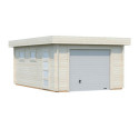 Garage en bois brut 19,8m² Rasmus - madriers 44mm - porte sectionnelle - Palmako