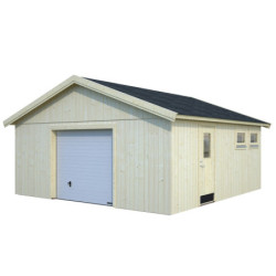 Garage en bois brut 32,08m² Andre - panneaux 18mm - porte sectionnelle - Palmako