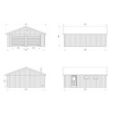 Garage double en bois brut 49,14m² Andre - panneaux 18mm - porte sectionnelle - Palmako