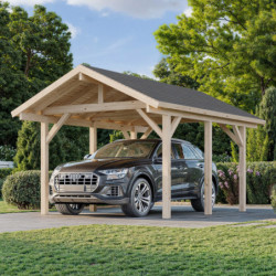 Carport en bois brut 11,7m² Robert - 1 voiture - Palmako