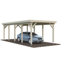 Carport en bois brut 23,1m² Karl - 1 voiture - Palmako
