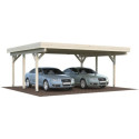 Carport en bois brut 20,6m² Karl - 2 voitures - Palmako