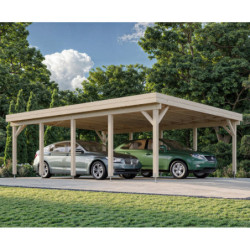Carport en bois brut 40,6m² Karl - 2 voitures - Palmako