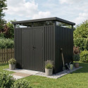 Abri de jardin en acier galvanisé Kosto 5,29m² gris foncé + kit d'ancrage - X-Métal