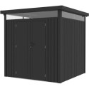 Abri de jardin en acier galvanisé Kosto 5,29m² gris foncé + kit d'ancrage - X-Métal