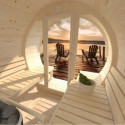Sauna tonneau Anita - 2 à 4 places - bois massif 42mm - façade vitrée - poêle inclus - Palmako