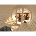 Sauna tonneau Anita - 2 à 4 places - bois massif 42mm - façade vitrée - poêle inclus - Palmako