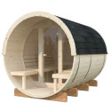 Sauna tonneau Anita - 4 à 6 places - bois massif 42mm - façade vitrée - poêle inclus - Palmako
