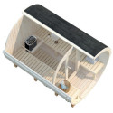 Sauna tonneau Anita - 4 à 6 places - bois massif 42mm - façade vitrée - poêle inclus - Palmako