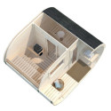 Sauna tonneau Anette avec vestibule - 5 à 6 places - bois massif 42mm - poêle inclus - Palmako