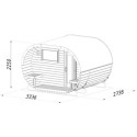 Sauna tonneau Anette avec vestibule - 5 à 6 places - bois massif 42mm - poêle inclus - Palmako