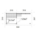 Sauna Sanna avec terrasse 5,9m² - 2 à 4 places - bois massif 44mm - poêle inclus - Palmako