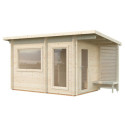 Sauna Sanna avec vestibule - 2 à 4 places - bois massif 44mm - poêle inclus - Palmako