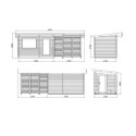 Sauna Sanna avec vestibule et terrasse 5,9m² - 2 à 4 places - bois massif 44mm - poêle inclus - Palmako