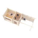 Sauna Sanna avec vestibule et terrasse 5,9m² - 2 à 4 places - bois massif 44mm - poêle inclus - Palmako