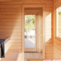 Sauna Sanna avec vestibule et terrasse 5,9m² - 2 à 4 places - bois massif 44mm - poêle inclus - Palmako
