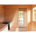 Sauna Sanna avec vestibule et terrasse 5,9m² - 2 à 4 places - bois massif 44mm - poêle inclus - Palmako