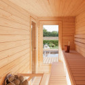 Sauna Sanna avec grand vestibule en double vitrage - 2 à 4 places - bois massif 44mm - poêle inclus - Palmako