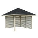 Kiosque de jardin en bois brut 9m² Bianca - madriers 28mm - Palmako