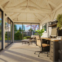 Pavillon de jardin en bois brut 17,64m² Bianca - madriers 28mm - Palmako
