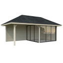 Pavillon de jardin en bois brut 17,64m² avec terrasse Bianca - madriers 28mm - Palmako