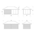 Pavillon de jardin en bois brut 17,64m² avec terrasse Bianca - madriers 28mm - Palmako