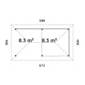 Pavillon de jardin en bois brut 17,64m² avec terrasse Bianca - madriers 28mm - Palmako