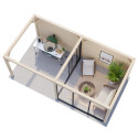 Pavillon de jardin en bois brut 17,64m² avec terrasse Bianca - madriers 28mm - Palmako