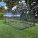 Serre de jardin Comtesse 14,64m² en aluminium anthracite et verre trempé 4mm - Green Protect