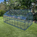 Serre de jardin Comtesse 14,64m² en aluminium anthracite et verre trempé 4mm - Green Protect
