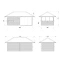 Pavillon de jardin en bois brut 17,64m² avec terrasse et comptoir Bianca - madriers 28mm - Palmako