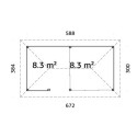 Pavillon de jardin en bois brut 17,64m² avec terrasse et comptoir Bianca - madriers 28mm - Palmako