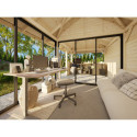 Pavillon de jardin en bois brut 17,64m² avec terrasse et comptoir Bianca - madriers 28mm - Palmako