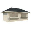 Stand de vente en bois brut 17,64m² Bianca - madriers 28mm - Palmako
