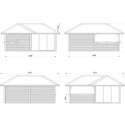 Pavillon de jardin en bois brut 34,6m² Bianca - madriers 28mm - terrasse avec comptoir - Palmako