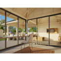 Pavillon de jardin en bois brut 34,6m² Bianca - madriers 28mm - terrasse avec comptoir - Palmako