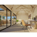 Pavillon de jardin en bois brut 34,6m² Bianca - madriers 28mm - petite terrasse - Palmako