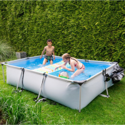 Piscine hors sol rectangulaire Soft Grey 300x200x65cm avec pompe filtrante – Exit Toys