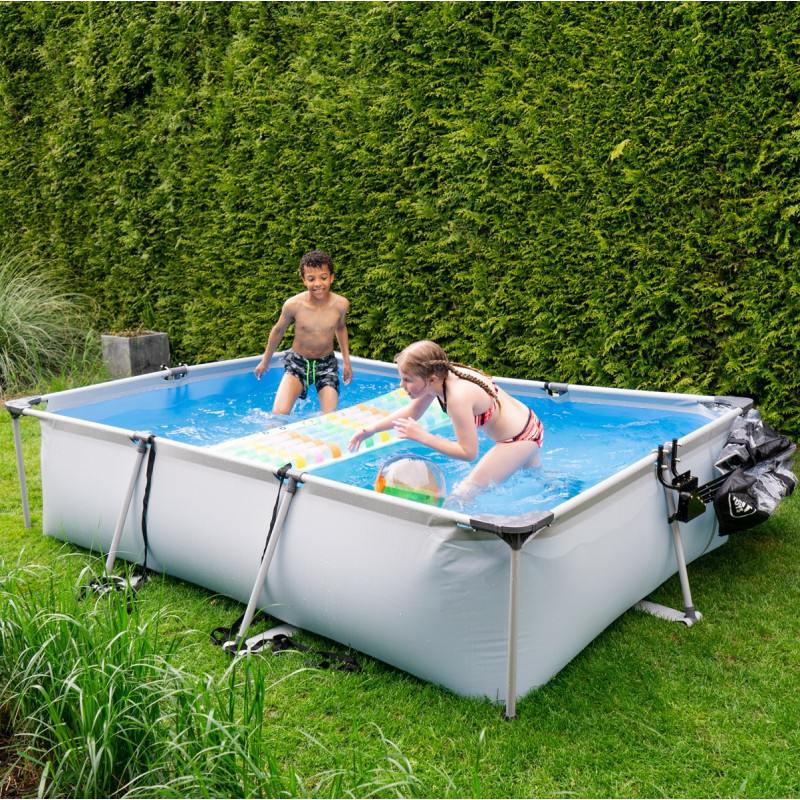 Piscine hors sol rectangulaire Soft Grey 300x200x65cm avec pompe filtrante – Exit Toys