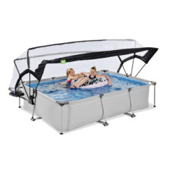 Piscine hors sol rectangulaire Soft Grey 300x200x65cm avec pompe filtrante et dôme – Exit Toys