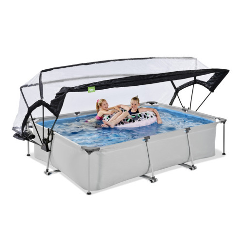 Piscine hors sol rectangulaire Soft Grey 300x200x65cm avec pompe filtrante et dôme – Exit Toys