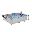 Piscine hors sol rectangulaire Soft Grey 300x200x65cm avec pompe filtrante et dôme – Exit Toys