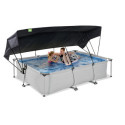 Piscine hors sol rectangulaire Soft Grey 300x200x65cm avec pompe filtrante et voile d'ombrage – Exit Toys