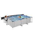 Piscine hors sol rectangulaire Soft Grey 300x200x65cm avec pompe filtrante et voile d'ombrage – Exit Toys